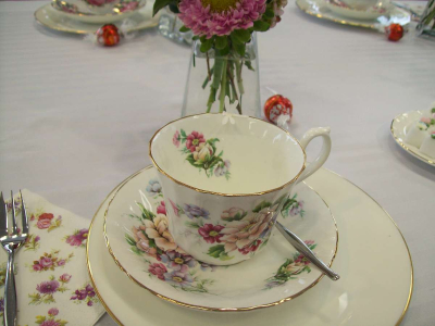 Beautiful china teacup with tiny dragonfly