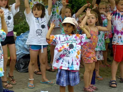 Colourful T-shirts made by the kids attending the camp