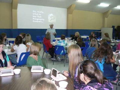 Linda Gingrich shares beauty tips with the young ladies 